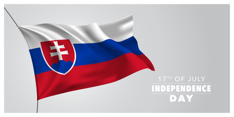 Slovakia happy independence day greeting card, banner, horizontal vector illustration