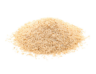 Heap of poppy seeds on white background