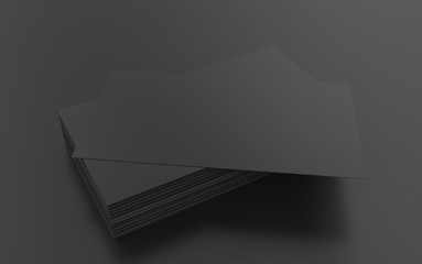 3d rendering luxury black business card on black background mockup. Template for your design