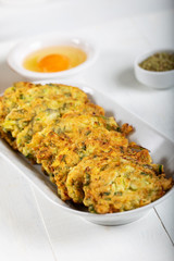 Traditional Turkish/Greek meal; Zucchini mucver 