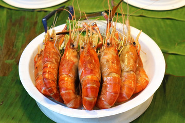 Delicious Grilled Prawns - Popular Thai Street Food