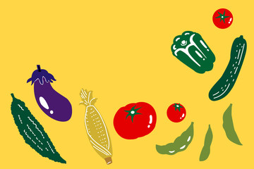 日本の夏の野菜のイラスト