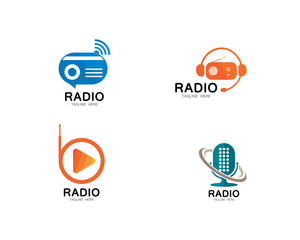 Radio logo template vector icon illustration design