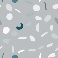 Abstract chaotic shapes and elements seamless pattern.