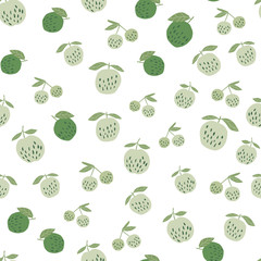 Cherry berries and leaves seamless pattern illustration