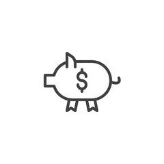 Piggy Bank line icon. linear style sign for mobile concept and web design. Piggy money box outline vector icon. Money savings symbol, logo illustration. Vector graphics