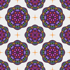 Seamless pattern with ethnic mandala art ornament. Mandala seamless pattern background. Floral mandala pattern background