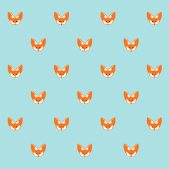 Fox cartoon cute vector animal seamless pattern