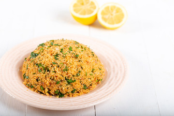 Traditional turkish food bulgur salad