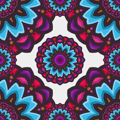 Seamless pattern with ethnic mandala art ornament. Mandala seamless pattern background. Floral mandala pattern background
