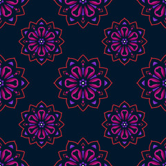 Seamless pattern with ethnic mandala art ornament. Mandala seamless pattern background. Floral mandala pattern background