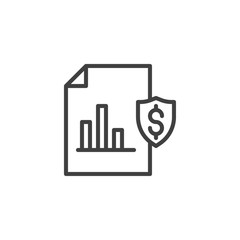 Business insurance line icon. Actual cash value insurance linear style sign for mobile concept and web design. Financial document with security shield outline vector icon. Symbol, logo illustration.