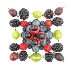 different berries on a white background. healthy fresh vegetables and food