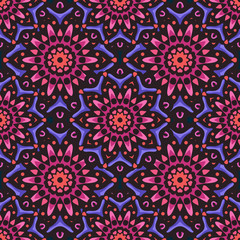 Seamless pattern with ethnic mandala art ornament. Mandala seamless pattern background. Floral mandala pattern background