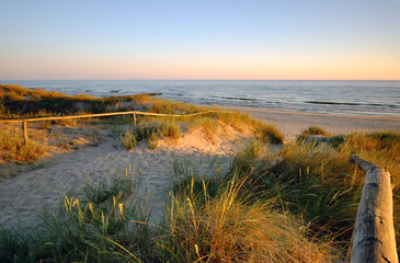 Piaszczyste wydmy na wybrzeżu Morza Bałtyckiego, Dźwirzyno ,Polska.