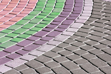 figured pavement of colored stone. cover for walking.