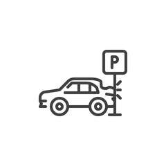 Parking crash line icon. linear style sign for mobile concept and web design. Road accident insurance outline vector icon. Symbol, logo illustration. Vector graphics
