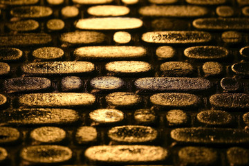 structure of road pavement in the night the reflection of the lights