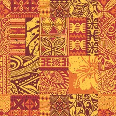  Hawaiiaanse stijl tribal stof patchwork vintage vector naadloze patroon © PrintingSociety