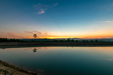 View at Ban Thong Suk Reservoir, Songkhla, Thailand at sunrise.