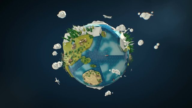 Low Poly Earth - Seamlessly Looped Rotation