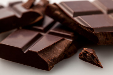 dark chocolate on a white background