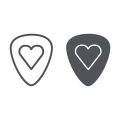 Guitar mediator line and glyph icon, music and equipment, guitar pick sign, vector graphics, a linear pattern on a white background.