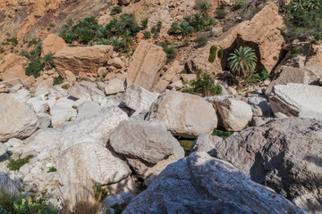Massive rocks in Wadi Tiwi, Oman