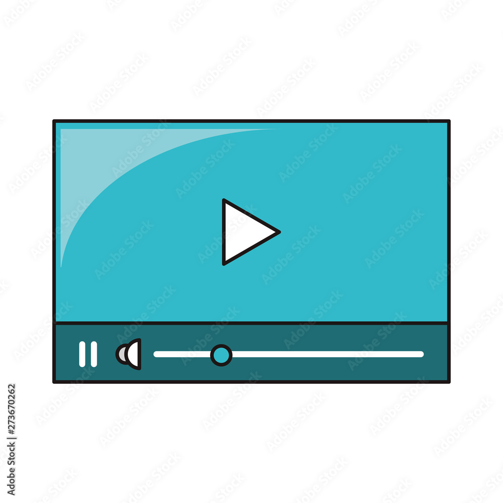 Poster video player with digital buttons symbol isolated