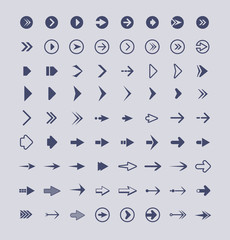 Direction arrows. Infographic web buttons signs and icons vector arrows collection isolated. Illustration of arrow next, web pointer straight, pointed indicator