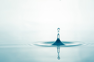 Water droplets on surface water background