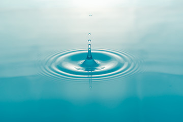 Water drop on surface water background