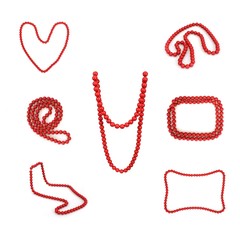 Red beads isolated on white background