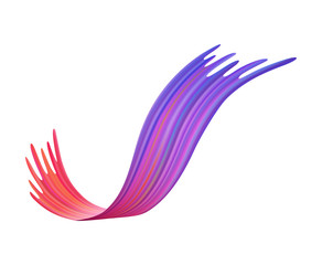 Colorful brushstroke or curvy ribbon shape of brush paint, backdrop texture made with felt-tip pen, watercolor trace, isolated