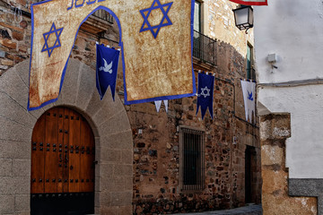 ancient street in the city of caceres