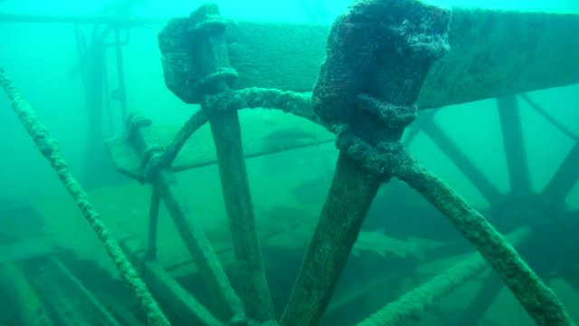 The paddlewheel of the goldrush ship AJ Goddard