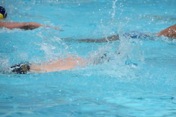 Athletes swimming on a swimming-pool