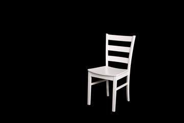 Modern white chair on black background.