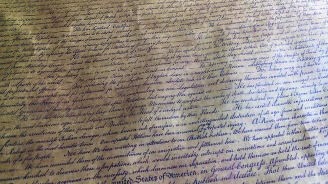 This is a shot of a prop representing the Declaration of Independence from the United States of America.