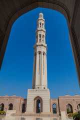 Obraz premium Minaret of Sultan Qaboos Grand Mosque in Muscat, Oman