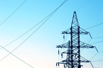 masts and wires on a background blue sky.