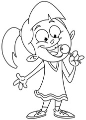 outlined girl licking lollipop