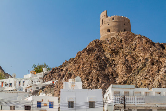 Watchtower in Muttrah neighborhood in Muscat, Oman