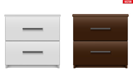 Modern bedside nightstand isolated on white background