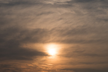 厚い雲に覆われた夕陽