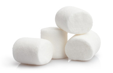 Fototapeta na wymiar Heap of delicious marshmallows, isolated on white background