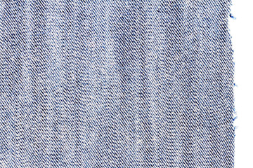 Piece of blue jeans fabric
