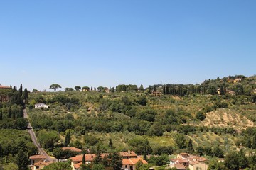 Fototapeta na wymiar Tuscan landscape in Fiesole - view of the hills