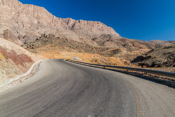 Road in Hajar Mountains, Oman