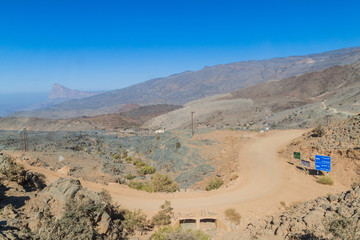 Unpaved road in Hajar Mountains, Oman